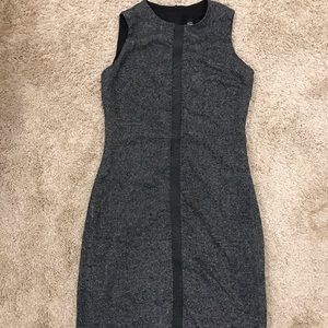 Shelli Segall Tweed shift faux leather stripe